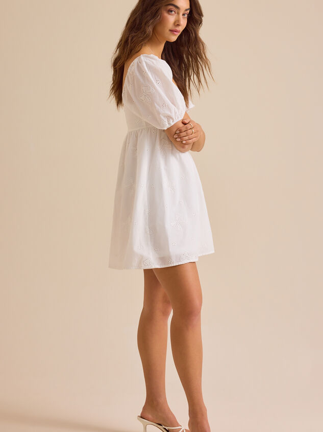 Jordan Bow Eyelet Mini Dress Detail 3 - TULLABEE