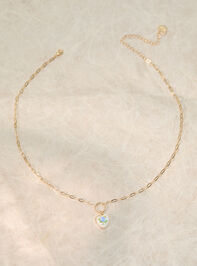 Flower Heart Charm Necklace Detail 2 - TULLABEE