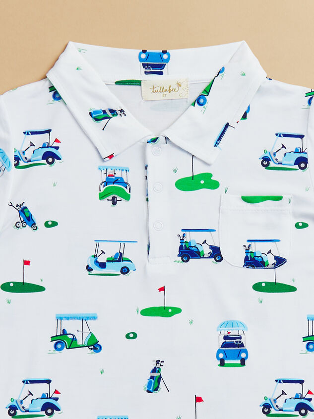 On The Green Polo Top and Shorts Set Detail 3 - TULLABEE