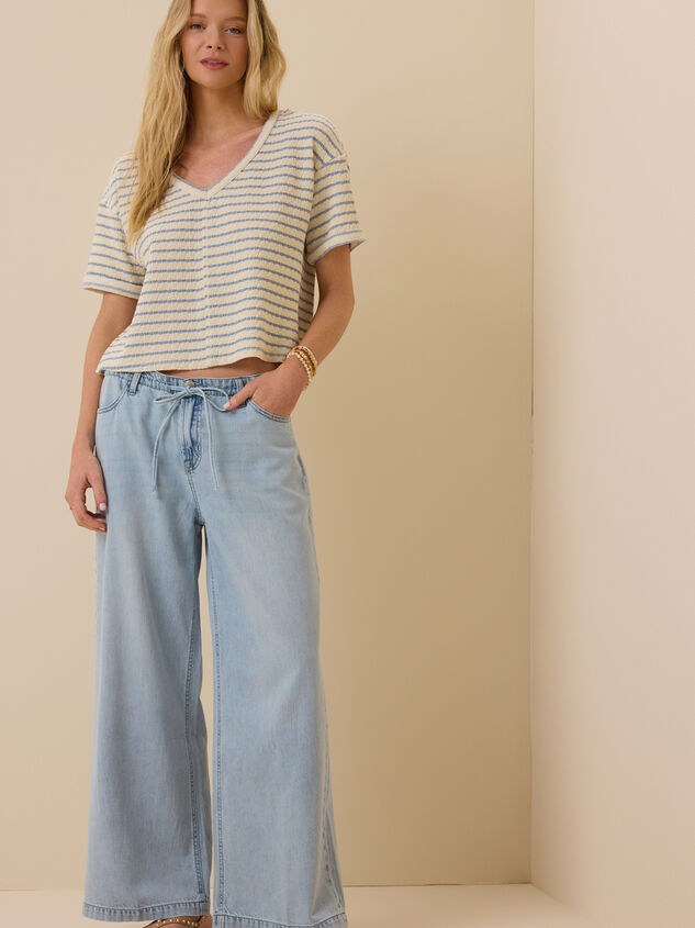 Scarlett V-Neck Striped Top Detail 2 - TULLABEE