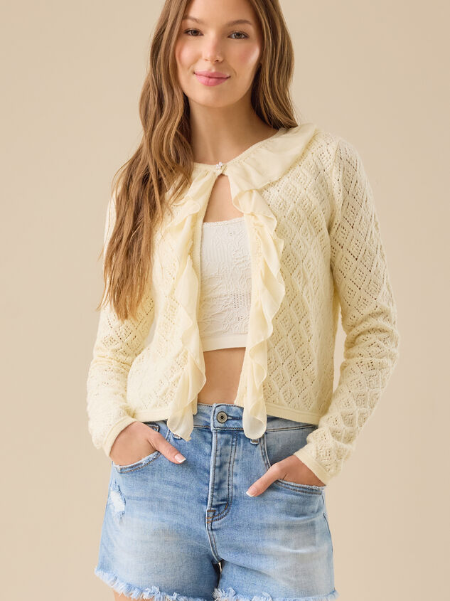 Sydney Ruffle Cardigan Detail 3 - TULLABEE