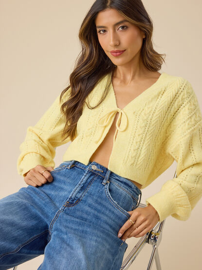 Quinn Cable Tie Front Cardigan - TULLABEE