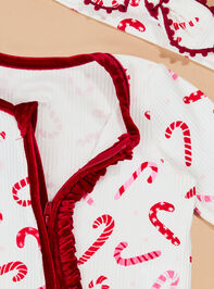 Candy Cane Cuteness Footie by Mudpie Detail 3 - TULLABEE