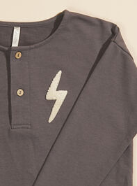 Lightening Bolt Henley Sweatshirt by Rylee + Cru Detail 4 - TULLABEE