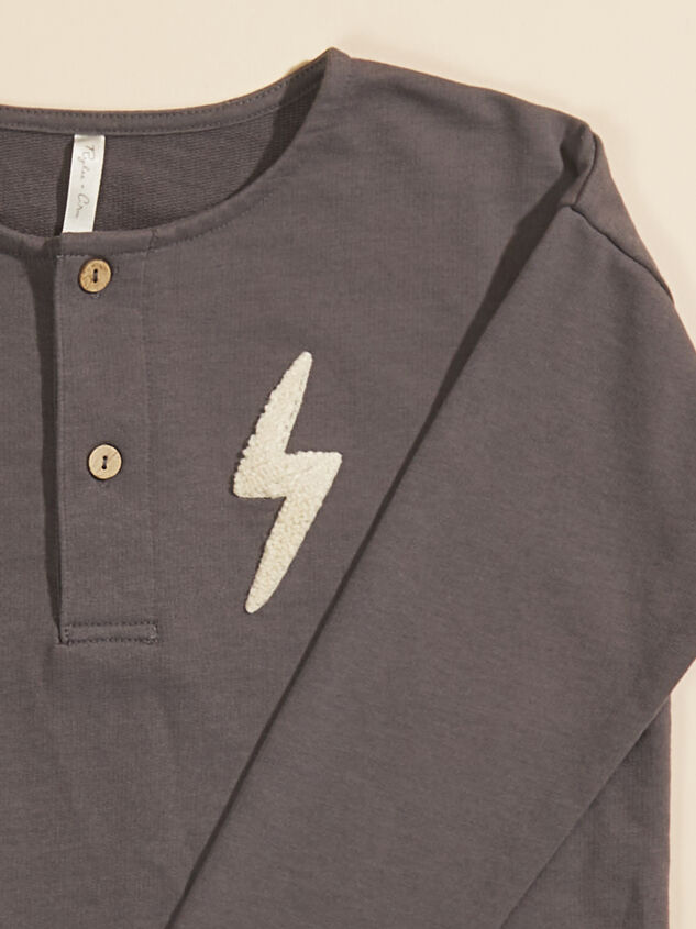 Lightening Bolt Henley Sweatshirt by Rylee + Cru Detail 4 - TULLABEE