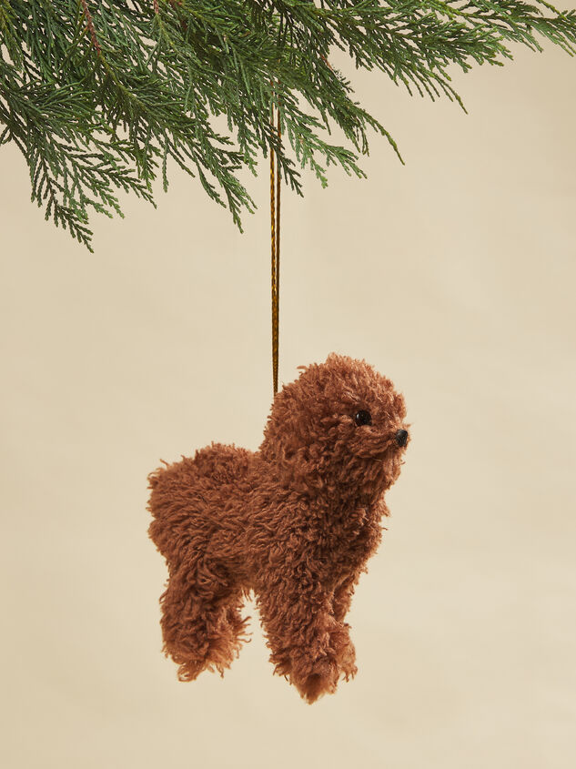 Furry Chocolate Poodle Christmas Ornament - TULLABEE