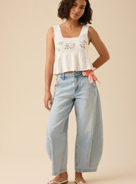 Sloane Pointelle Floral Tank Detail 2 - TULLABEE