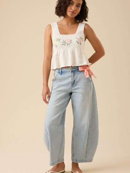 Sloane Pointelle Floral Tank - TULLABEE
