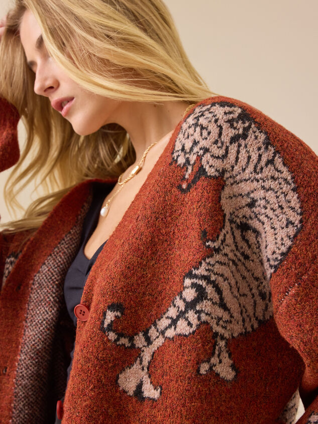 Zora Tiger Cardigan Detail 2 - TULLABEE