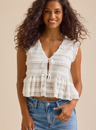 Madelin Ruffle Tie Front Top - TULLABEE