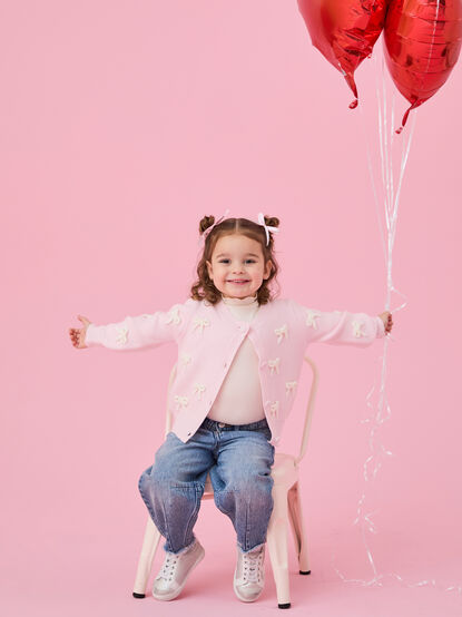 Georgie Bow Toddler Cardigan - TULLABEE