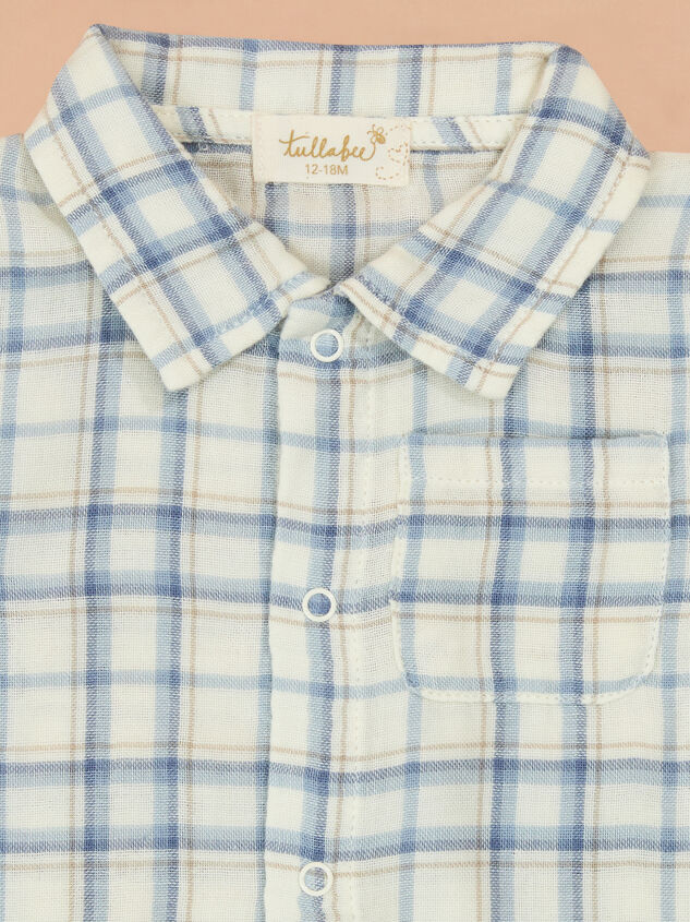 Parker Plaid Polo Romper Detail 3 - TULLABEE