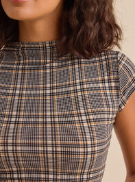 Presley Plaid Mesh Top Detail 3 - TULLABEE