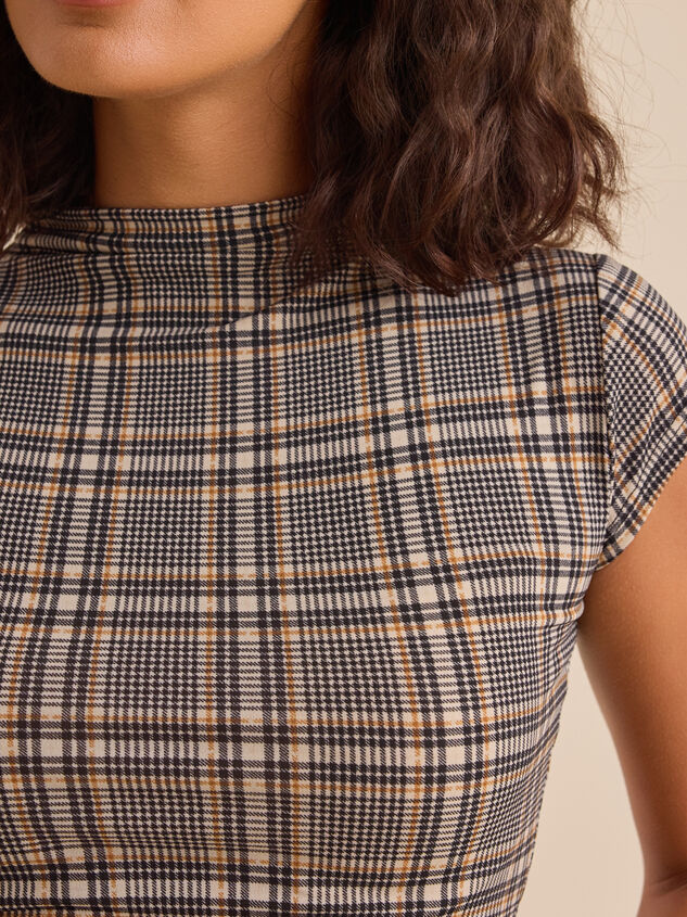 Presley Plaid Mesh Top Detail 3 - TULLABEE