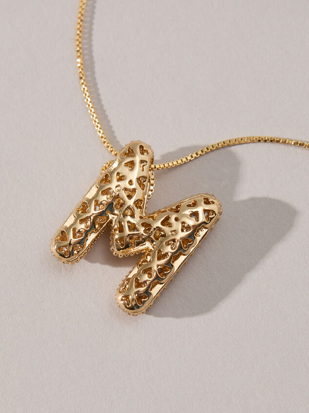 18K Gold Monogram Charm Necklace - M Detail 3 - TULLABEE