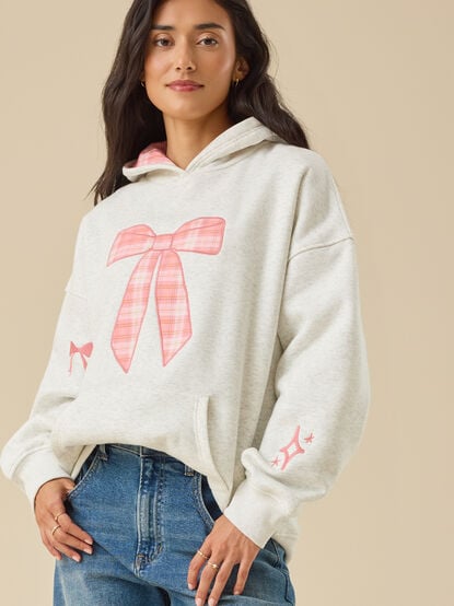 Plaid Bow Embroidered Sweatshirt - TULLABEE
