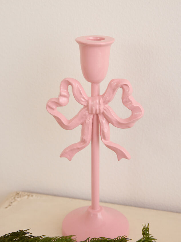 Pink Bow Candle Taper Holder Detail 2 - TULLABEE