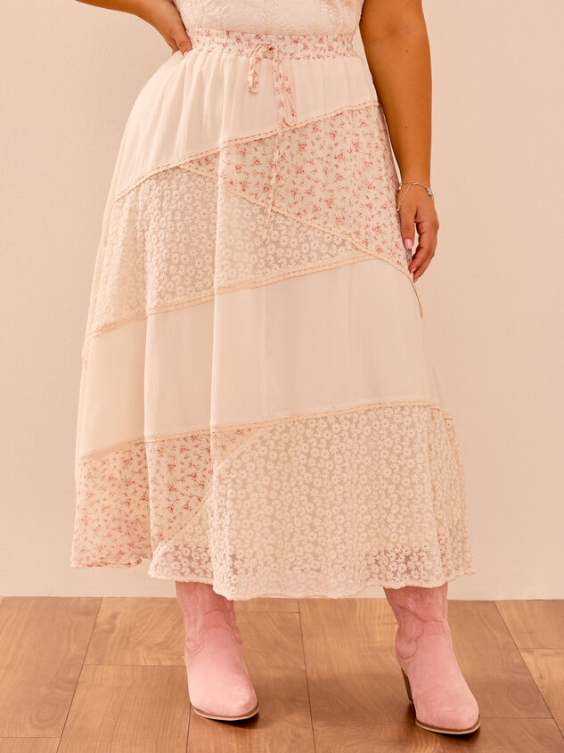 Aster Floral Midi Skirt Detail 4 - TULLABEE