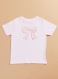 Ava Floral Bow Patch Tee Detail 2 - TULLABEE