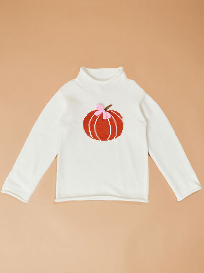Pumpkin Bow Mockneck Sweater by Mudpie - TULLABEE