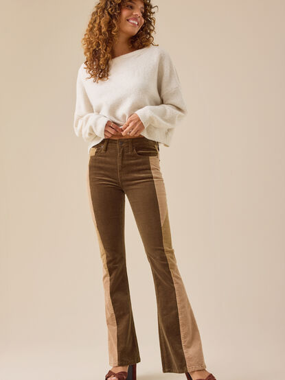 Sadie High Rise Corduroy Flare Pants - TULLABEE