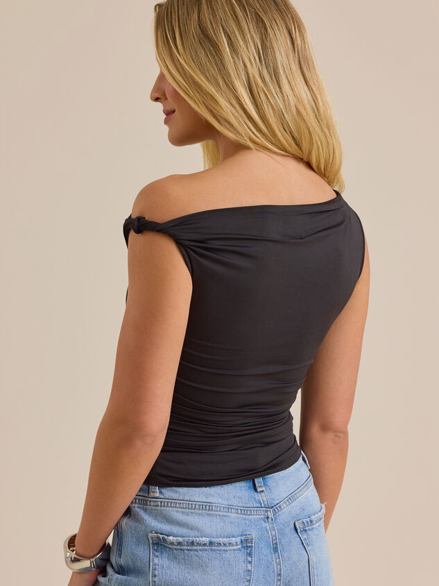 Annie Asymmetrical Twist Neck Top Detail 5 - TULLABEE