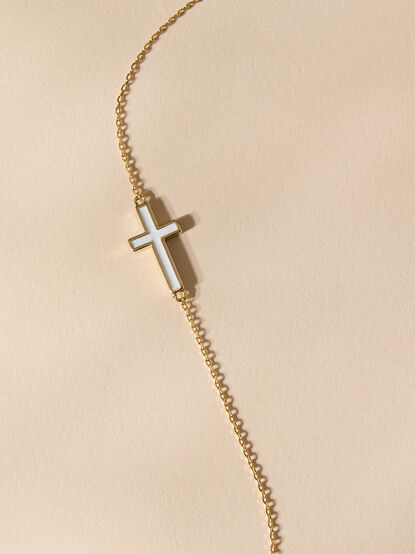 18K Gold Ivory Cross Necklace - TULLABEE