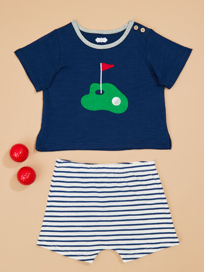 Golf Flag Patch Shirt and Short Set by Mud Pie - TULLABEE