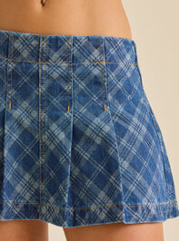 Kaitlin Plaid Denim Mini Skirt Detail 4 - TULLABEE