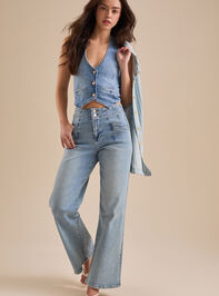 Tillie Denim Halter Vest Detail 2 - TULLABEE