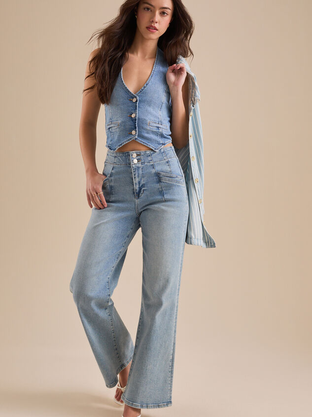 Tillie Denim Halter Vest Detail 2 - TULLABEE