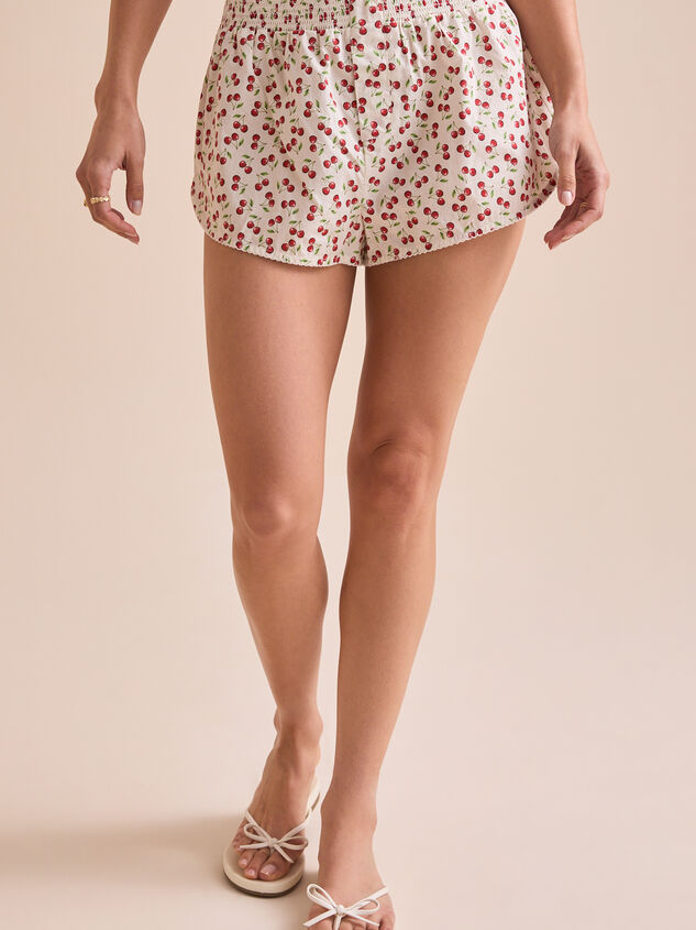 Linlie Cherry Lounge Shorts Detail 3 - TULLABEE