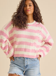 Mirabelle Striped Pointelle Sweater - TULLABEE