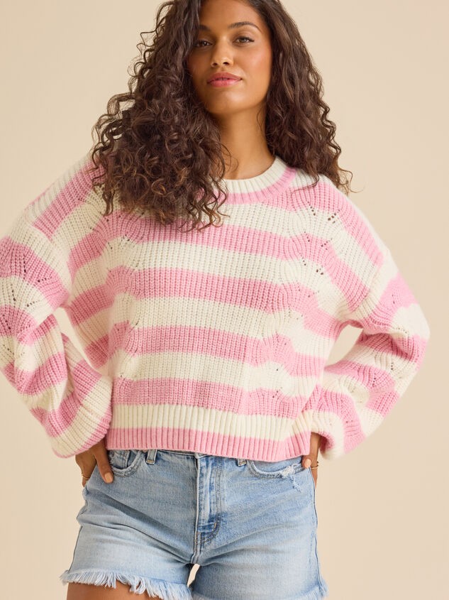 Mirabelle Striped Pointelle Sweater - TULLABEE