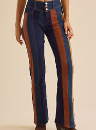 Nova High Rise Suede Stripe Flare Pant Detail 3 - TULLABEE