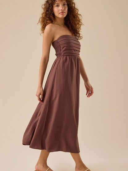 Serena Strapless Midi Dress - TULLABEE