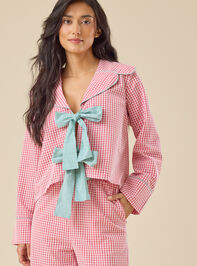 Emerie Tie Front Sleep Top Detail 5 - TULLABEE