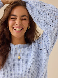 Hailey Chenille Pointelle Sweater Detail 4 - TULLABEE