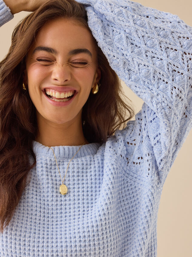 Hailey Chenille Pointelle Sweater Detail 4 - TULLABEE