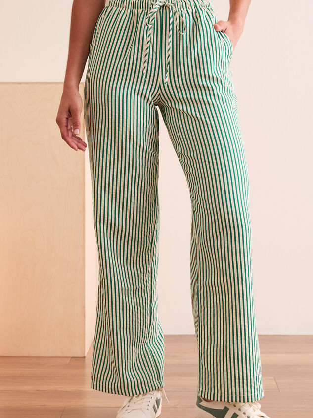 Unwind Striped Lounge Pants Detail 3 - TULLABEE