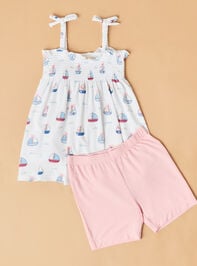 Bubble Sailboat Ruffle Top & Biker Shorts Set - TULLABEE