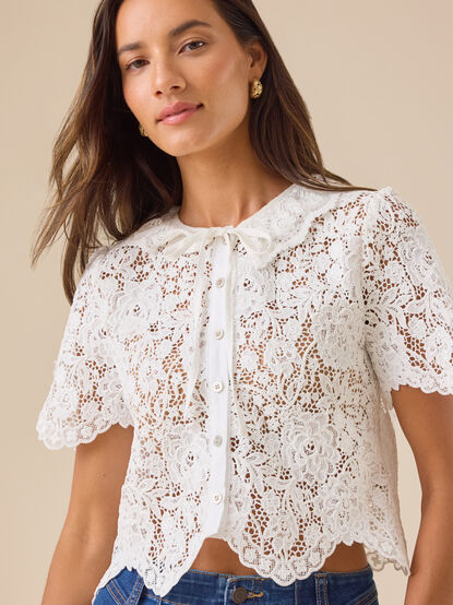Claudia Collared Lace Top - TULLABEE