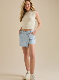 Abigail Denim Overlay Skort Detail 6 - TULLABEE