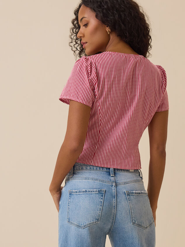 Wendy Gingham Button Front Top Detail 6 - TULLABEE