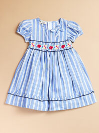 Gabriela Striped Embroidered Dress Detail 2 - TULLABEE