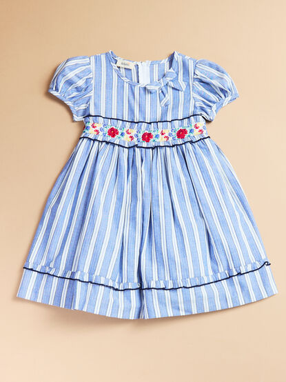 Gabriela Striped Embroidered Dress - TULLABEE