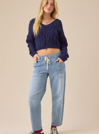 Paisley Boxy Cable Sweater Detail 3 - TULLABEE