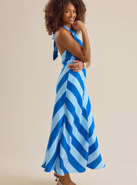 Landon Striped Satin Maxi Dress Detail 4 - TULLABEE