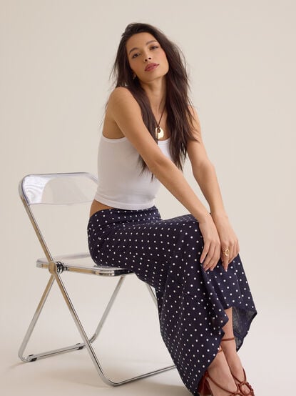 Elodie Polka Dot Linen Maxi Skirt - TULLABEE