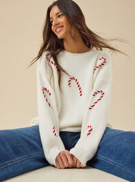 Candy Cane Classic Sweater Detail 2 - TULLABEE